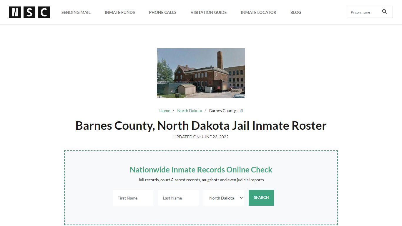 Barnes County, North Dakota Jail Inmate List